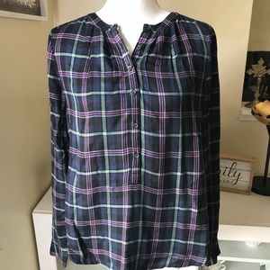 ✅Lucky Brand plaid flannel asymmetrical train